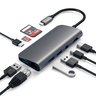 USB адаптер Satechi Aluminum Type-C Multimedia Adapter. Интерфейс USB-C. Порты USB Type-C Power Delivery (49W), 3хUSB 3.0, 4K HDMI (30Hz), 4K mini DisplayPort (30Hz), Gigabit Ethernet, micro/SD. Цвет серый космос.