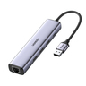Адаптер UGREEN CM475 (60554) USB3.0 to 3×USB3.0 +RJ45 (1000M) Ethernet Adapter Type-C Power Supply. Цвет: серый