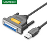 Кабель UGREEN US167 (20224) USB-A to DB25 Parallel Printer Cable для принтера. Длина: 2м. Цвет: серый