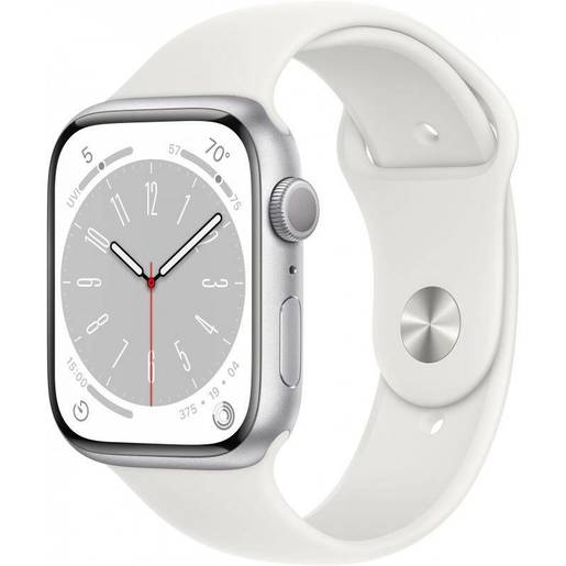 Часы Apple Watch 8 GPS Starlight Aluminum Case with Solo Loop 45mm,Корпус из алюминия цвета «сияющая звезда», спортивный ремешок 45мм M/L