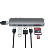 USB-хаб Satechi Aluminum Pro Hub для Macbook Pro (USB-C). Порты: HDMI, Thunderbolt 3, USB Type-C, SD, microSD, 2 x USB 3.0. Цвет серый космос.