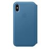 Кожаный чехол Apple Leather Folio для iPhone XS, цвет (Cape Cod Blue) лазурная волна